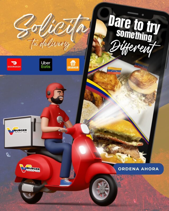 El auténtico sabor venezolano, directo a tu puerta. 🛵🇻🇪

Si buscas una hamburguesa, arepas o empanadas doraditas o un pabellón tradicional, la solución es inmediata. 

Operamos a través de las plataformas principales:
🌟DoorDash, 
🌟Uber Eats 
🌟Grubhub. 

Atrévete a probar algo diferente hoy sin modificar tu ubicación.

📣Abre tu aplicación de delivery preferida, busca "VBurger" y procesa tu orden en minutos.

#VBurgerUtah #DeliveryWestJordan #UberEatsUtah #DoorDashUtah #GrubhubUtah